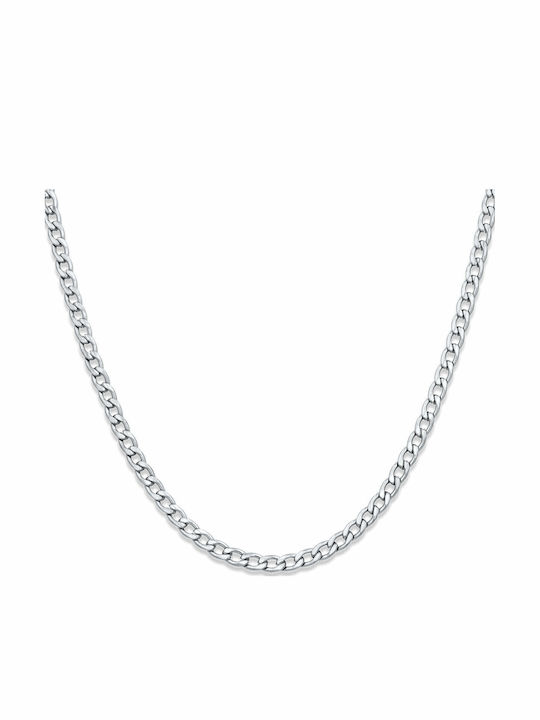 Jacob Chain Silver 4mm Αλυσίδα Λαιμού Ανοξείδωτο Ατσάλι 316l 45 Cm