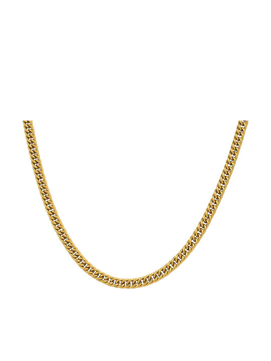 Micron Cubana Chain Gold 4mm Αλυσίδα Λαιμού Ανοξείδωτο Ατσάλι 316l 45 Cm