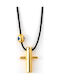 Necklace Cord Cross Evil Eye – Silver 925 Gold Plated 80cm x 1mm
