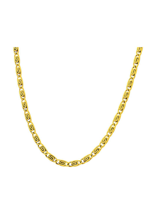 Maiandros Chain Gold 3mm Αλυσίδα Λαιμού Ανοξείδωτο Ατσάλι 316l 50 Cm