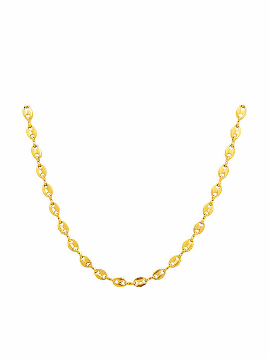 Theta Chain Gold 5mm Neck Chain Stainless Steel 316L 55 Cm