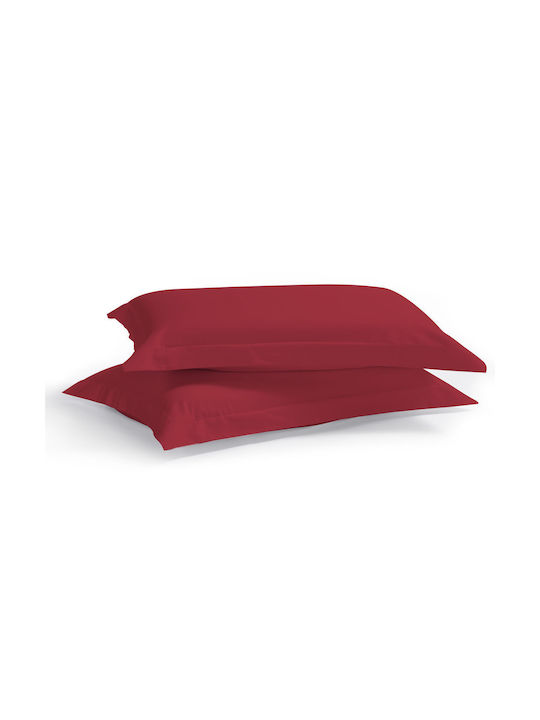 Aslanis Home Satin Plain Set Față de Pernă Oxford Cabernet 50x80cm.
