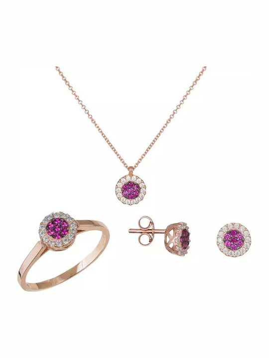 Pink Gold Σετ Αρραβώνα 14 Καρατίων Ροζέτες Φούξια Ζιργκονάκια Set035579 Set035579 Χρυσός 14 Καράτια Pink Gold Σετ Αρραβώνα 14 Καρατίων Ροζέτες Φούξια Ζιργκονάκια Set035579 Set035579 Χρυσός 14 Καράτια