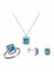 White Gold 18K Wedding Jewelry Set Topaz Diamond Set034257 Set034257 Gold 18 Carats