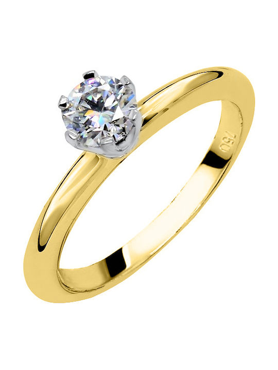Gold Single Stone Ring 18K Moissanite Gold Single Stone Ring 18K Moissanite