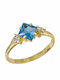 Gold Single Stone Ring 14K Square Aqua Stone 034238 034238 Gold 14 Carats
