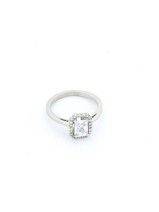 White Gold Women's Single Stone Ring Rosette 14K Metrongold Zircon Code 101264 White Gold Women's Single Stone Ring Rosette 14K Metrongold Zircon Code 101264