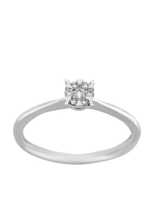 Single Stone Ring White Gold 18K Diamond 0.085ct