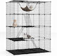 Costway Large Four-Story Cat Cage Hammock Ladders Doors Roof Window 109.5 x 74.5 x 143 Cm Pv10319bk