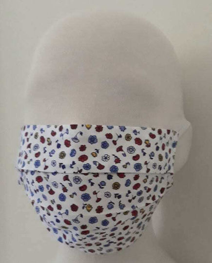 Kinder Stoffschutzmaske mit Ventil Weiß Bunte Blumen
