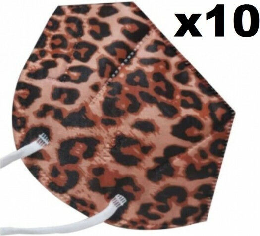 High Protection Mask Kn95 Ffp2 Index > 95% Animal Print Leopard 10 Pieces