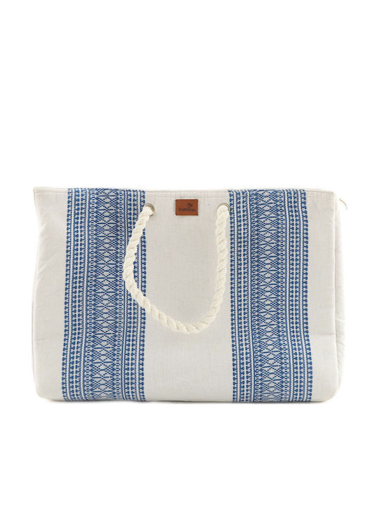 Τσάντα Ώμου Marilou Cotton Woven Bag 53×37×22cm Bds-1842-white-blue Γυναικείο