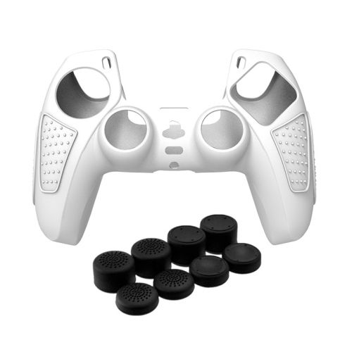 Ps5 Gamepad Προστατευτική Θήκη Σιλικόνης Αντιολισθητική Μαλακή Θήκη Σιλικόνης Λευκό + 8 Καπέλα