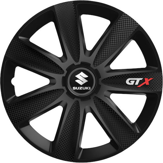 Versaco Car Hubcap Set Gtx with Suzuki Emblem 16" 4pcs Black