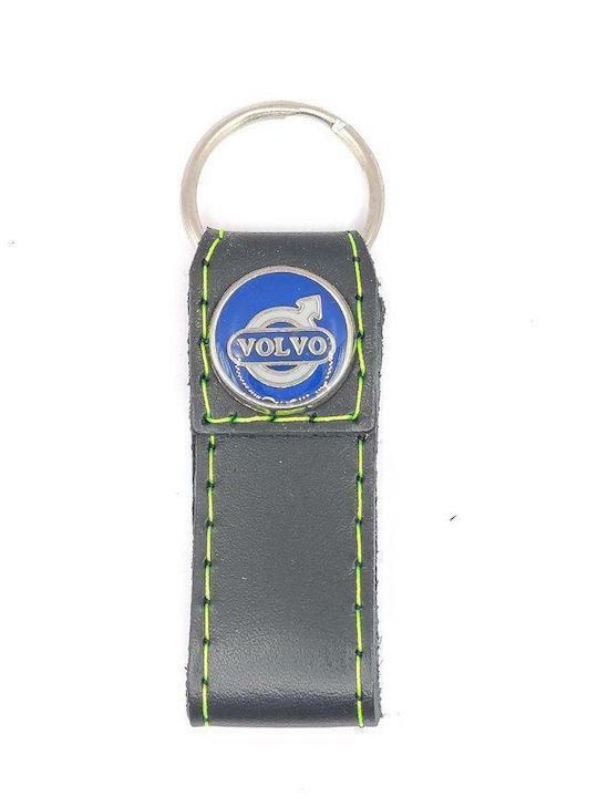 Μπρελόκ Δερμάτινο Σμάλτο Volvo Μαύρο-λαχανί 7630-k