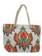 Τσάντα Θαλάσσης Im Linen Lotus Flower Λευκή Σχέδια 52x38x15cm