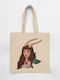 Cotton Fabric Shoulder Bag Ecru Zodiac Capricorn