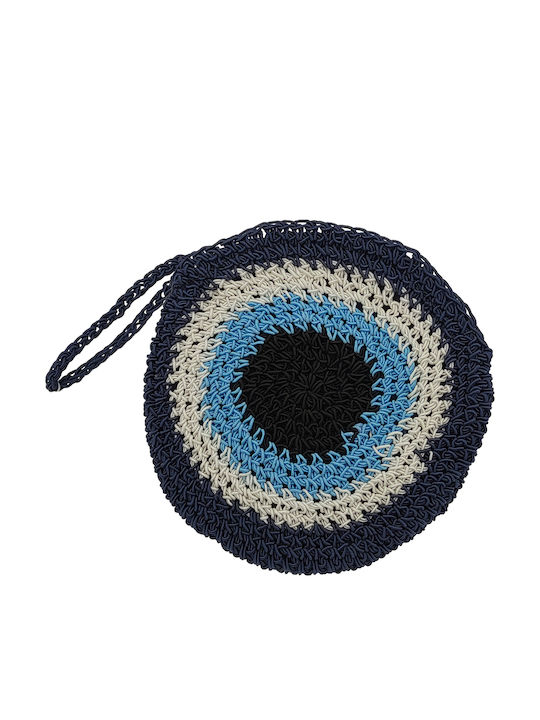 Women's Wallet Handmade Knitted Round Zipper Closure Eye Design Blue Women's Wallet Handmade Knitted Round Zipper Closure Eye Design Blue