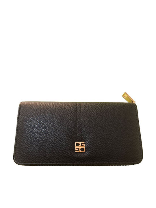 Damenbrieftasche Schwarz Gold Reißverschluss Pu Künstliches Leder
