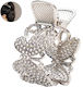 Metallic Claw Strass Ponytail Silver Hair Clip