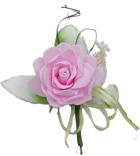 Synthetic Water Lily Flower Leaf Ribbon Wire Pink Hair Clip