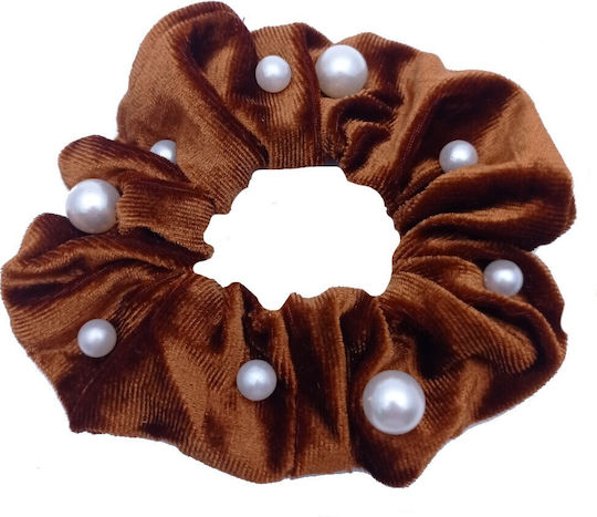 Soura Samt Scrunchy Mit Perlen Verschiedene Größen Taupe