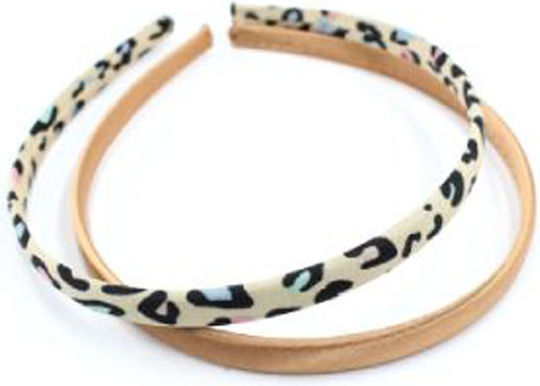 Set of 2 Hair Headbands Animal Print Solid Color