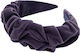 Monochrome Velvet Headband Pleats Gray