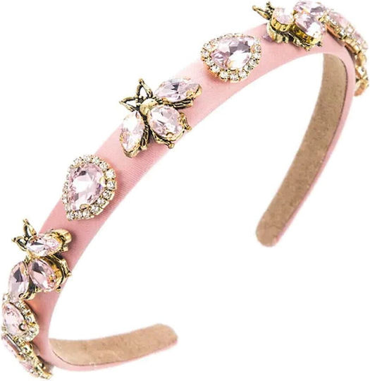 Haar Stirnbänder Matt Bienen Strass & Perlen Rosa