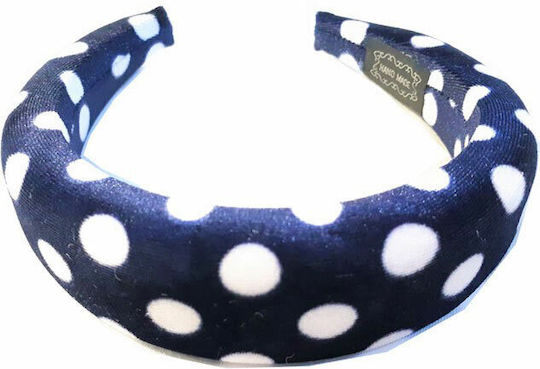 Hair Headband St112 Handmade Blue and White Polka Dot Velvet