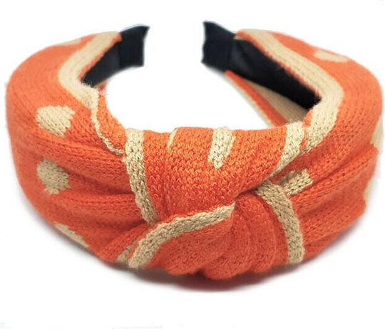 Hair Headband Cb560-08 Knitted Polka Dot Orange