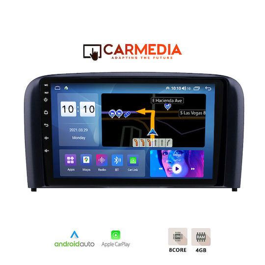 Carmedia Ηχοσύστημα Αυτοκινήτου για Volvo S80 1998-2006 (Bluetooth/USB/WiFi/GPS/Apple-Carplay/Android-Auto) με Οθόνη Αφής 9"