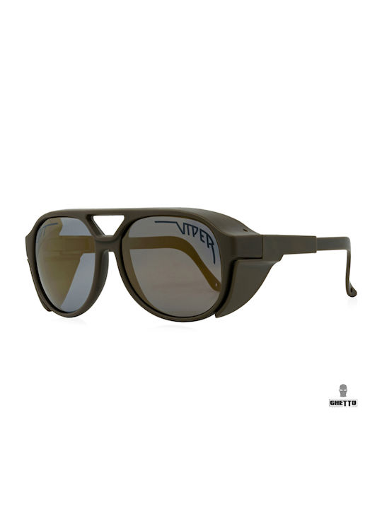 Ghetto Unisex Sunglasses with Green Frame and Green Mirror Lens
