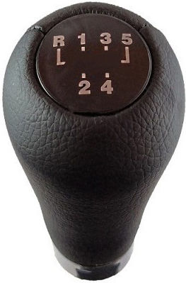 Shift Knob Lever Bmw M-power 5 Speeds Leatherette Black Chrome