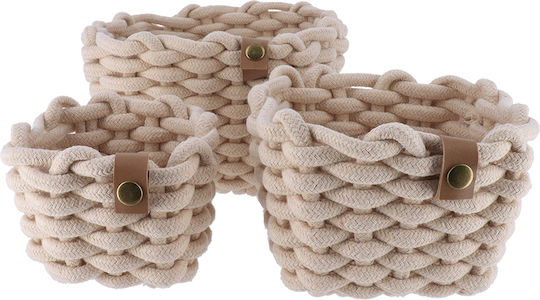 Set de coșuri decorative Din material textil Beige 3buc