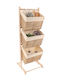 Floor Bathroom Shelf Wooden with 3 Shelves 35x35x102cm Beige