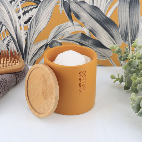 Cotton Holder Bamboo Yellow