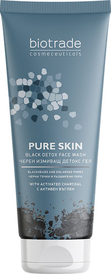 Biotrade Гел Почистващ За Лице Pure Skin Black Detox За Кожа С Разширени Пори И Черни Точки Гел Почистващ За Склонна Към Акне Кожа 200мл