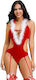 Deep V-neck Backless Red Color Christmas Romper Costume