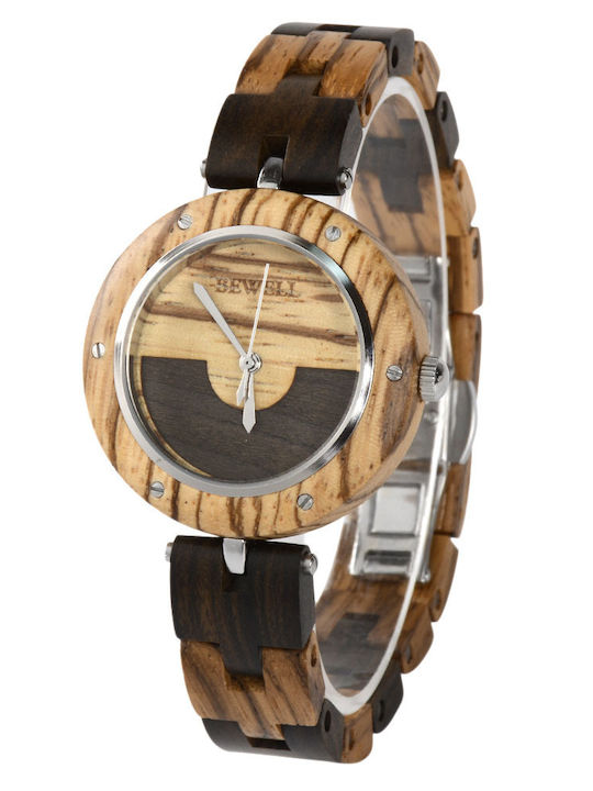 Ξύλινο Ρολόι Bewell Althea Black Zebra 35mm 3atm