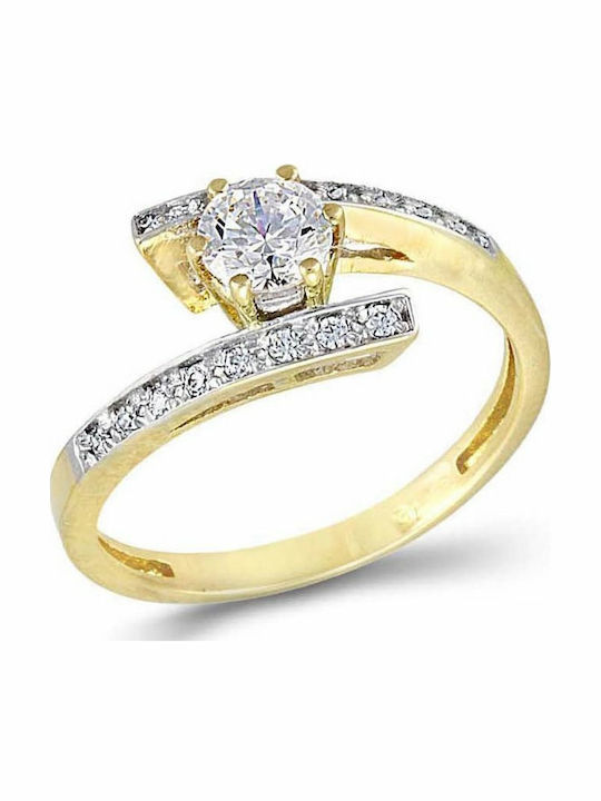 Einzelner Steine Ring Gold 9 Karat Zirkonsteine