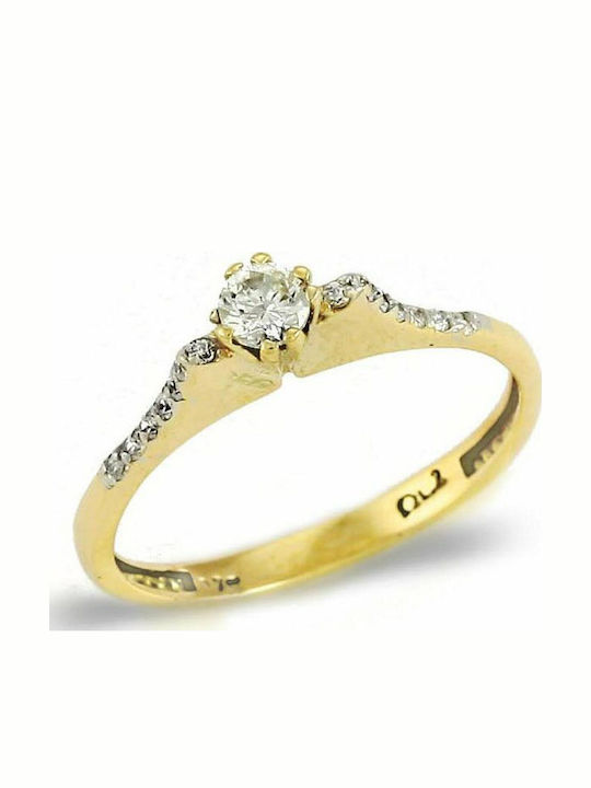 Single Stone Ring Gold 9 Carats Zircon Stones
