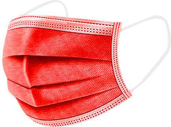 Medical Face Masks Type IIR 3ply Surgical Face Masks Elastic Red 10 Pieces