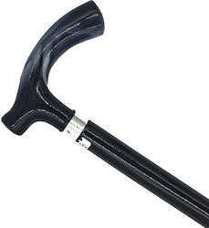 Wooden Beech Walking Stick Classic Type T Shape Black No1 with Horn Handle