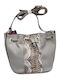 Damentasche Beutel Kunstleder Graue Farbe Animal Print Motiv