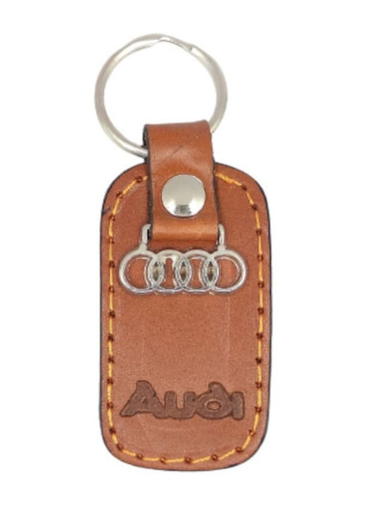 Breloc Din Piele și Metal Maro Audi 7476-k