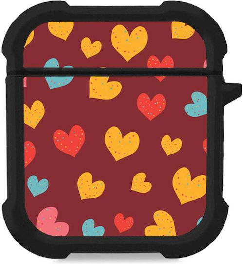 Калъф Силиконов Sonique Heart Series AirPods 1/2 Бордо
