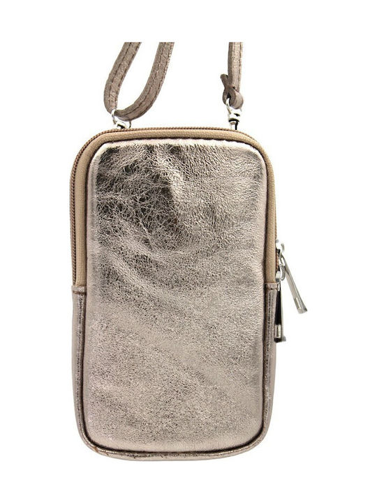 Rl-005 Vera Pelle Leather Clutch-Wallet Gold Strap Italian