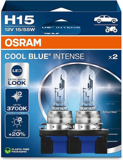 Osram Lamps Car Cool Blue Intense Nextgen H15 Halogen 3700K Warm White 12V 2pcs