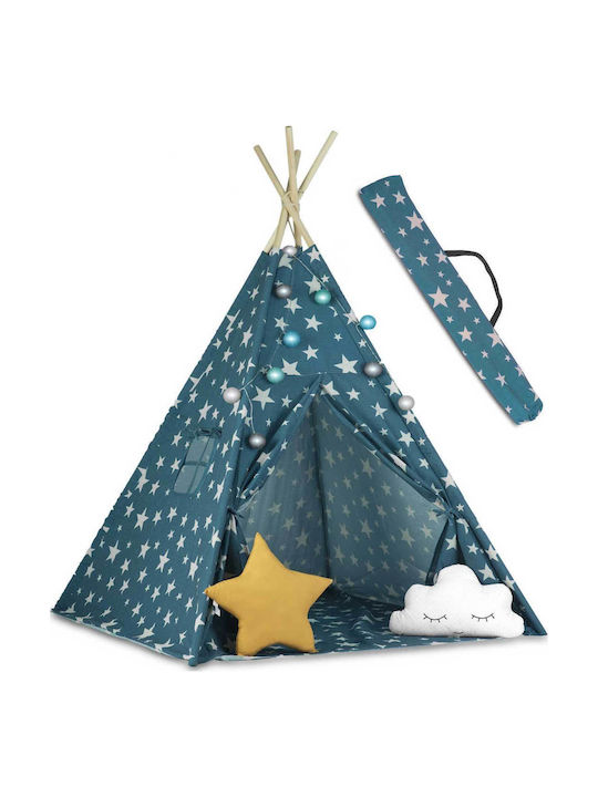 Montessori Stil Spielzelt Likesmart Fluffy Clouds 101 Kinders Lichtgirlande 2 Kissen Tragetasche 120x120x165 Cm Blauer